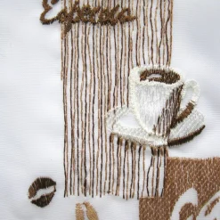 Bistrogardine "Café" weiß/braun 140 x 48 cm