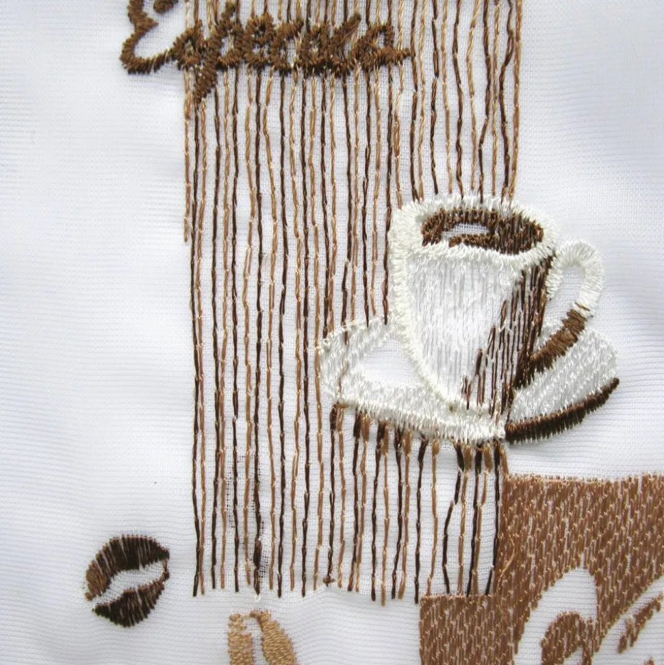 Bistrogardine "Café" weiß/braun 140 x 48 cm