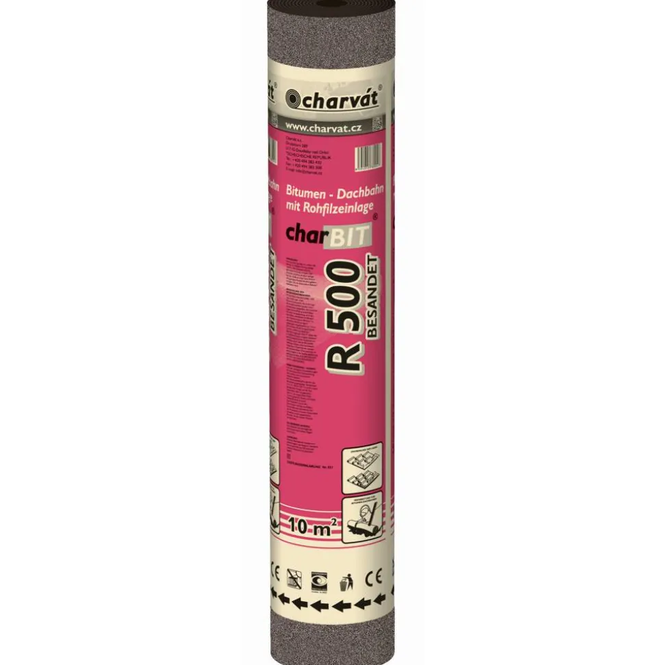 Bitumen-Dachbahn 'charBIT R500' besandet schwarz 100 x 1000 cm