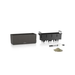 Blumenkasten 'BALCONERA Stone 50' graphitschwarz, Komplett-Set