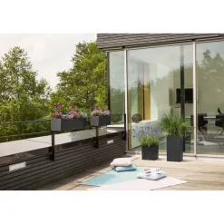 Blumenkasten 'BALCONERA Stone 50' graphitschwarz, Komplett-Set