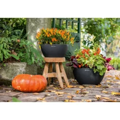 Blumenkasten 'CUBETO Stone 40' graphitschwarz, Komplett-Set