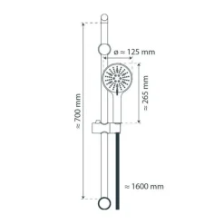 Brausestangenset zum Kleben, verchromt, 3 Strahlarten