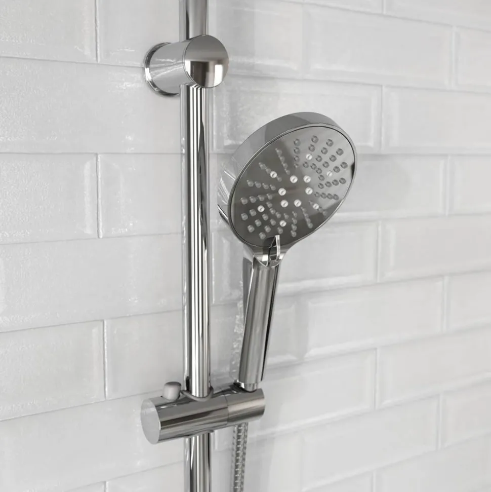 Brausestangenset zum Kleben, verchromt, 3 Strahlarten