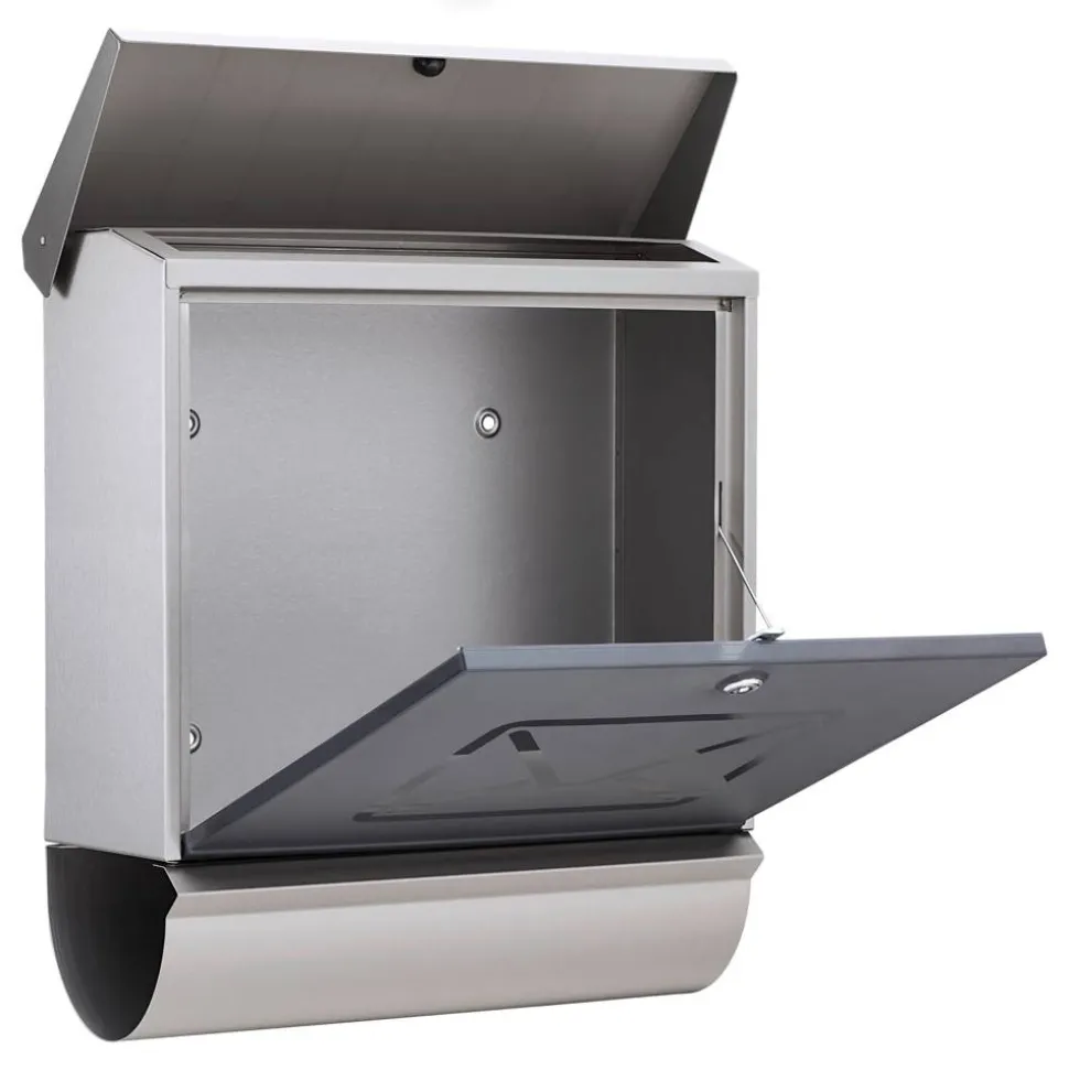 Briefkasten 'Lucca-Set 37130 NI Letter' edelstahlfarben/transluzent anthrazit 38 x 44 x 14,8 cm