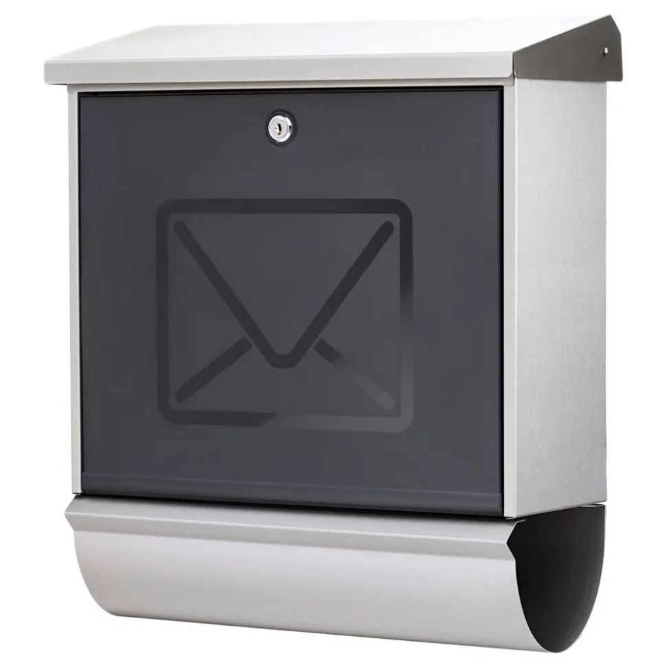 Briefkasten 'Lucca-Set 37130 NI Letter' edelstahlfarben/transluzent anthrazit 38 x 44 x 14,8 cm