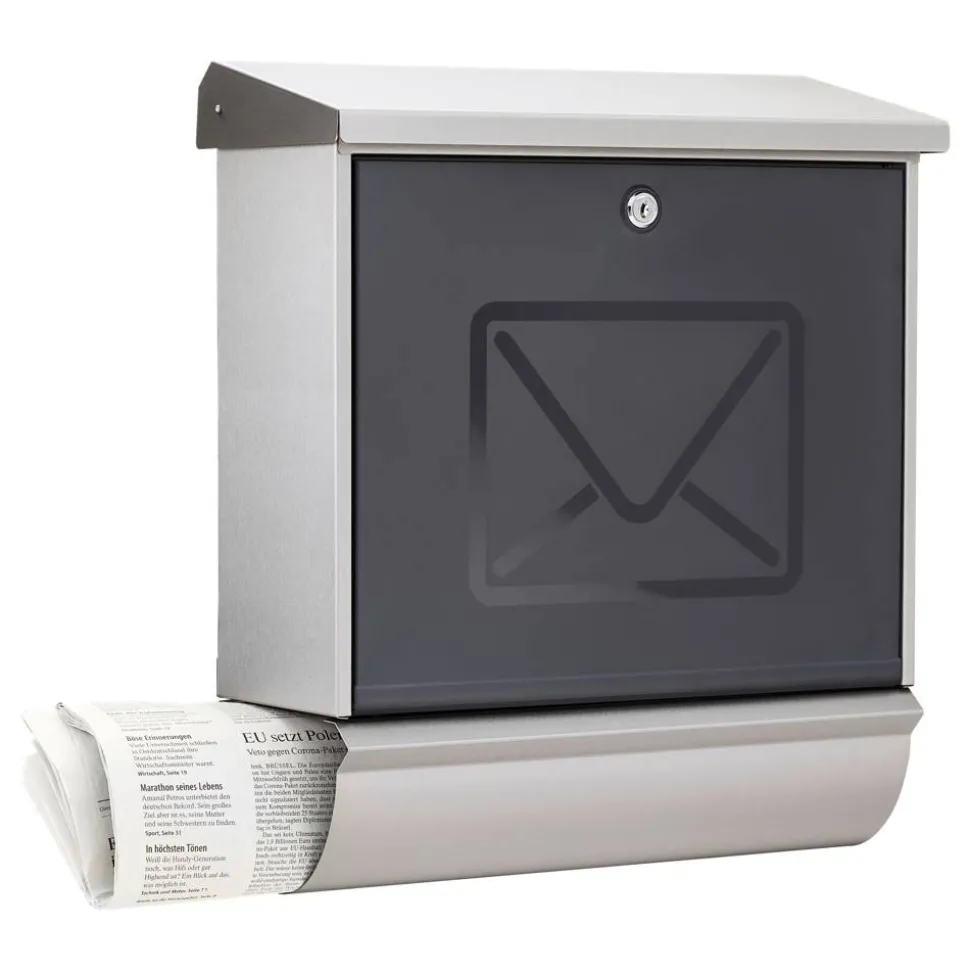 Briefkasten 'Lucca-Set 37130 NI Letter' edelstahlfarben/transluzent anthrazit 38 x 44 x 14,8 cm