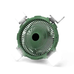 Camping-Ventilator grün mit LED-Licht und Fernbedienung Ø 21,5 cm