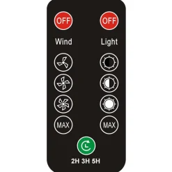 Camping-Ventilator grün mit LED-Licht und Fernbedienung Ø 21,5 cm