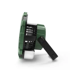 Camping-Ventilator grün mit LED-Licht und Fernbedienung Ø 21,5 cm