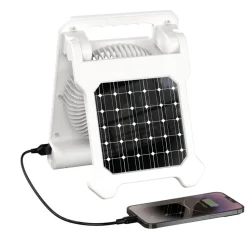 Camping-Ventilator weiß Solarpanel Front-/Seitenleuchten 19 x 25 cm