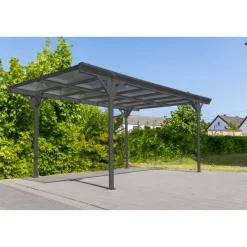 Carport 'Helsinki' mit Flachdach anthrazit Metall 503 x 305 x 232 cm