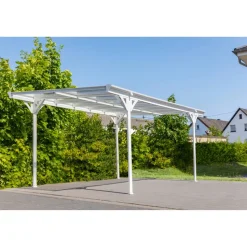 Carport 'Helsinki' mit Flachdach weiß Metall 503 x 305 x 232 cm