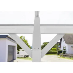Carport 'Helsinki' mit Flachdach weiß Metall 503 x 305 x 232 cm