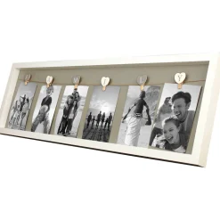 Collagerahmen 'Family' Holz weiß 78 x 24 cm, Leine und 6 Klammern