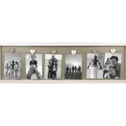 Collagerahmen 'Family' Holz weiß 78 x 24 cm, Leine und 6 Klammern
