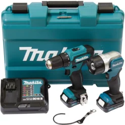 Combo Kit Akku-Bohrschrauber 'DF333DSAL1' mit 2 Akkus, mit LED-Akku-Handstrahler, 12 V