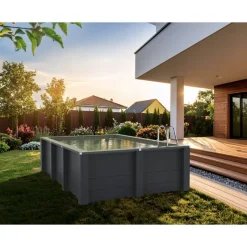 Composite Pool-Set 'Avantgarde Nova' rechteckig grau 455 × 315 × 126 cm, Smart Plug Modul