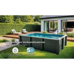 Composite Pool-Set 'Avantgarde Nova' rechteckig grau 455 × 315 × 126 cm, Smart Plug Modul