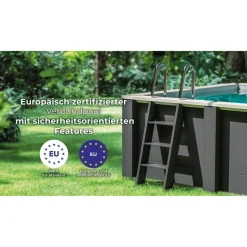Composite Pool-Set 'Avantgarde Nova' rechteckig grau 606 × 326 × 124 cm, mit LED-Strahler und Smart Plug Modul