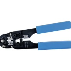 Crimpzange schwarz/blau für Rund- und Flachkabel