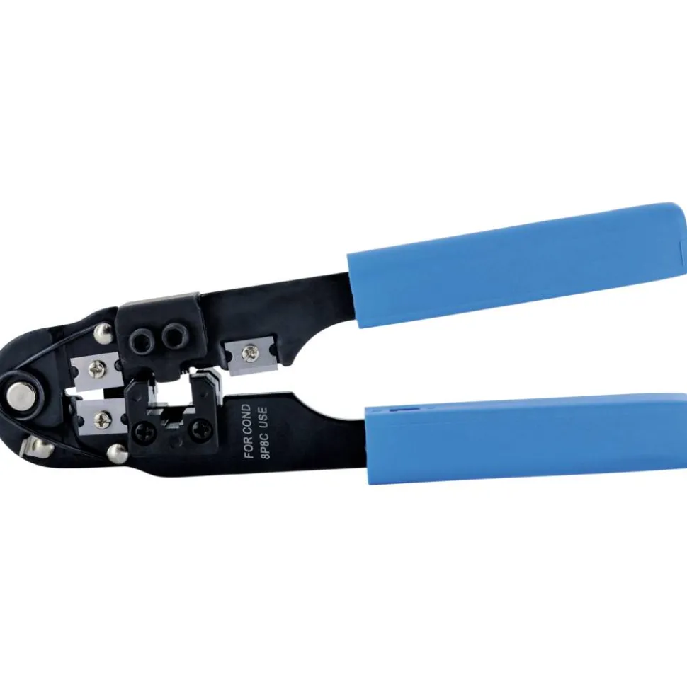 Crimpzange schwarz/blau für Rund- und Flachkabel