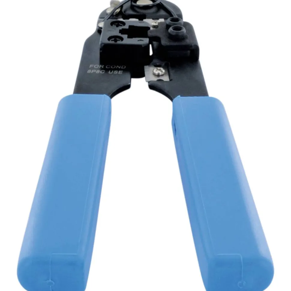 Crimpzange schwarz/blau für Rund- und Flachkabel