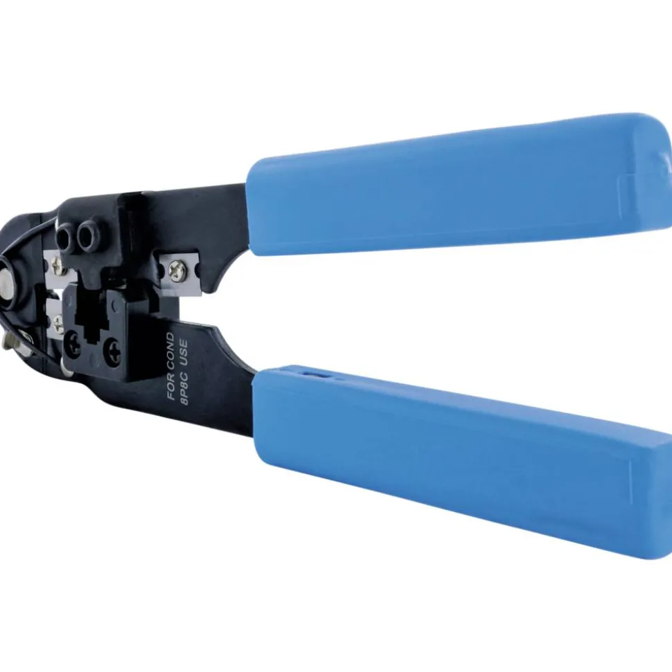 Crimpzange schwarz/blau für Rund- und Flachkabel