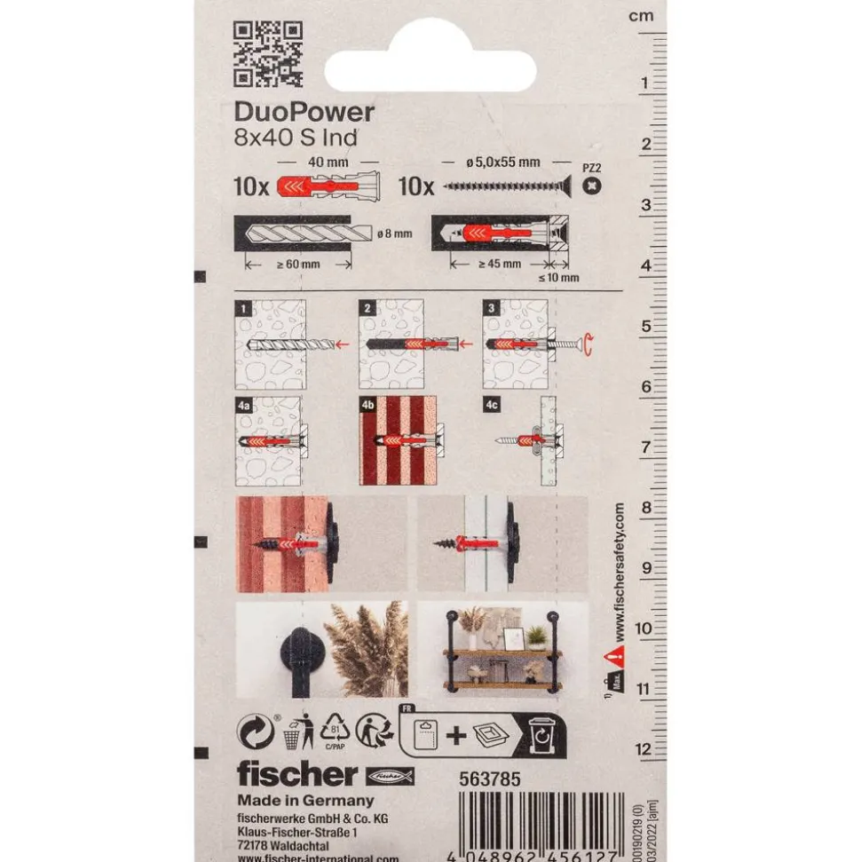 Dübel und Schrauben 'DuoPower' Ø 8 x 40 mm 10 Stück schwarz