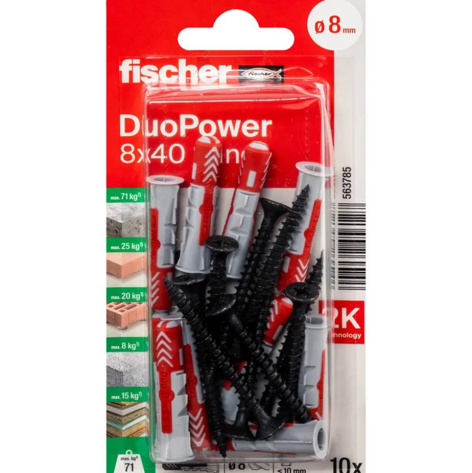 Dübel und Schrauben 'DuoPower' Ø 8 x 40 mm 10 Stück schwarz
