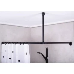 Deckenabhängung 'Wien' schwarz 55 cm, für Ø 25 mm Duschgestänge