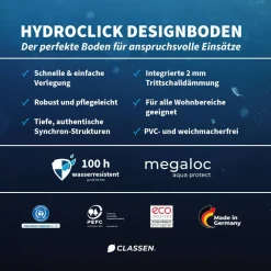 Designboden 'HydroClick' Nordische Eiche wasserresistent 9 mm