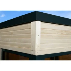 Design-Saunahaus 'Cubilis' mit Sauna Varberg 3 und 7,5 kW BioS-Ofenset, Steuerung 380 x 300 x 249 cm
