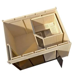 Design-Saunahaus 'Cubilis' mit Sauna Varberg 3 und 7,5 kW BioS-Ofenset, Steuerung 380 x 300 x 249 cm