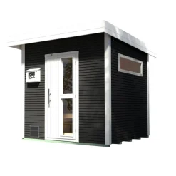 Design-Saunahaus 'Kuopio' anthrazit, mit 9 kW OS-Ofenset, analoger Steuerung 238 x 238 x 253 cm