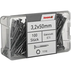 Dielenschrauben T10 Torx Edelstahl 3,2 x 50 mm 100 Stück