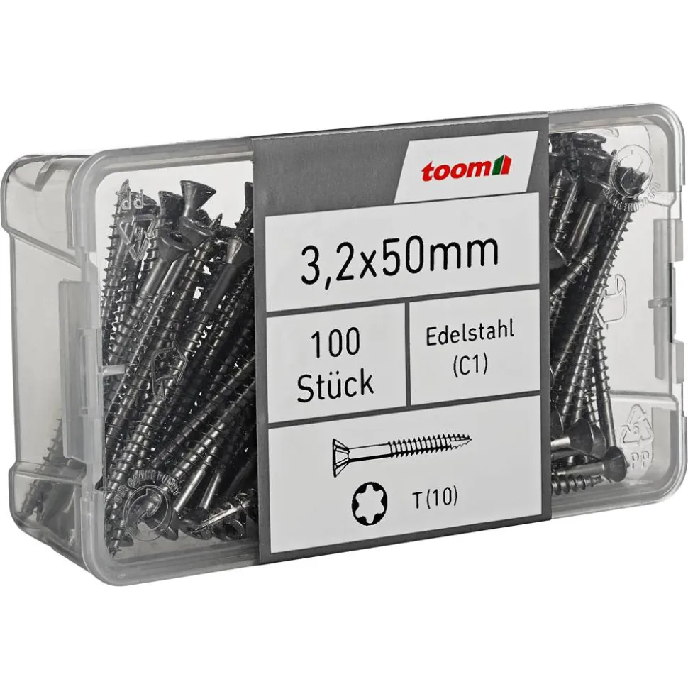 Dielenschrauben T10 Torx Edelstahl 3,2 x 50 mm 100 Stück