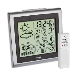 Digitale Funk-Wetterstation 'Largo' Kunststoff silber 13 x 6 x 13,2 cm