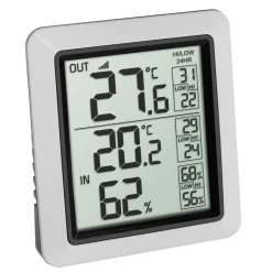 Digitales Funk-Thermometer 'Info' Kunststoff silber 7,7 x 2,2 x 8,6 cm