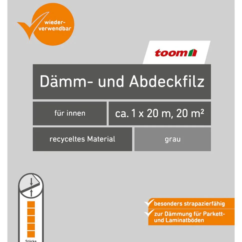 Dämm- und Abdeckfilz grau 1 x 20 m