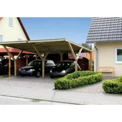 Doppelcarport '612' naturfarben, 594 x 250 x 606 cm