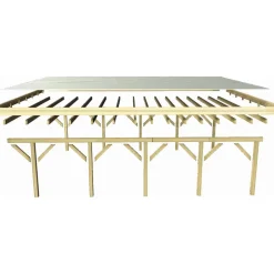 Doppelcarport 'Carlos 2' Kiefer PVC-Dach mit zwei Einfahrtsbögen 670 x 598 x 237 cm