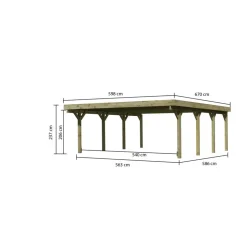 Doppelcarport 'Carlos 2' Kiefer PVC-Dach 670 x 598 x 237 cm