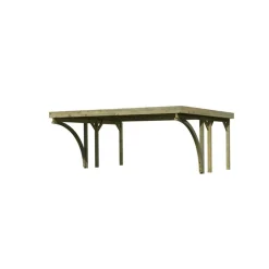 Doppelcarport 'Carlos 1' Kiefer PVC-Dach mit zwei Einfahrtsbögen 480 x 598 x 237 cm