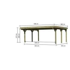 Doppelcarport 'Classic 1' 598 x 480 cm Kiefer KDI Stahl-Dach