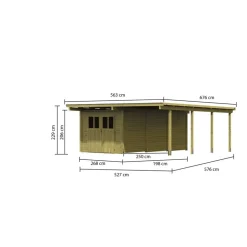 Doppelcarport 'Eco 2' 563 x 676 cm Kiefer KDI PVC-Dach, Abstellraum groß