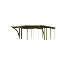 Doppelcarport 'Eco 2' 563 x 676 cm Kiefer KDI PVC-Dach, mit zwei Einfahrtsbögen