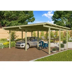 Doppelcarport 'Eco 1' 563 x 490 cm Kiefer KDI PVC-Dach