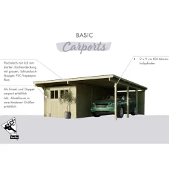 Doppelcarport 'Eco 1' 563 x 490 cm Kiefer KDI PVC-Dach
