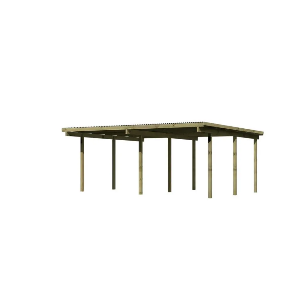 Doppelcarport 'Eco 1' 563 x 490 cm Kiefer KDI PVC-Dach
